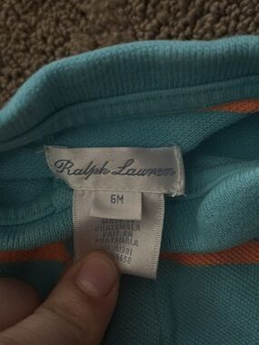Ralph Lauren Infant Polo in Turquoise with Orange Accent